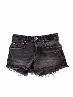 Free People black denim button fly shorts